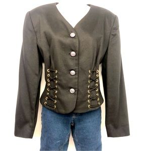 Scaasi Black Whimsygoth Y2k Corsett Lace Jacket